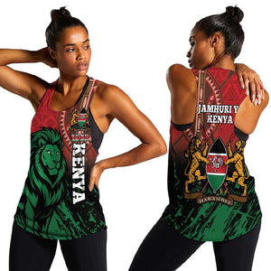 Kenya Independence Day Women Racerback Tank Jamhuri ya Kenya 1963 - African Pattern