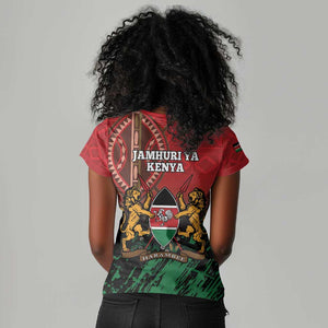 Kenya Independence Day Women V-Neck T-Shirt Jamhuri ya Kenya 1963 - African Pattern