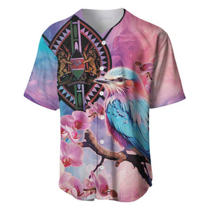 Kenya Lilac-Breasted Roller Baseball Jersey Coat Of Arms Mix Orchid