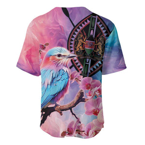 Kenya Lilac-Breasted Roller Baseball Jersey Coat Of Arms Mix Orchid