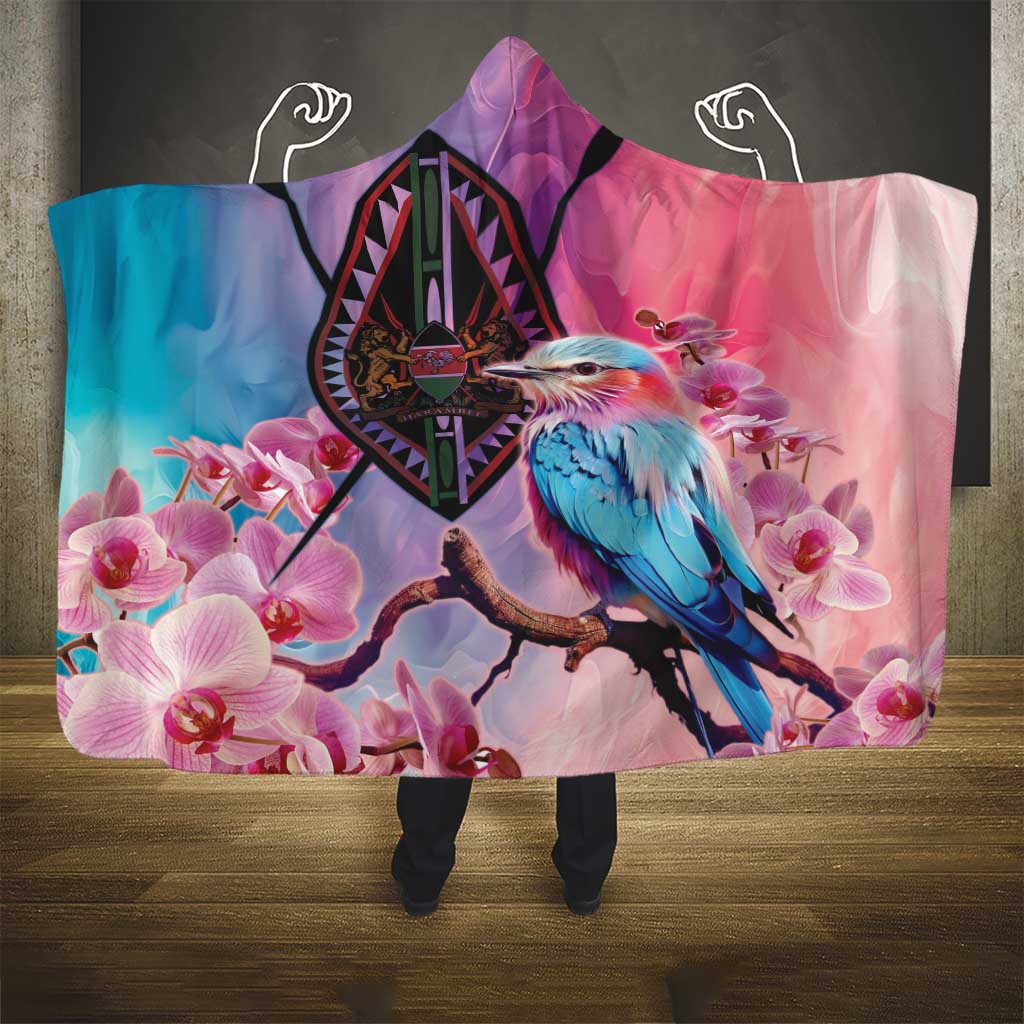 Kenya Lilac-Breasted Roller Hooded Blanket Coat Of Arms Mix Orchid