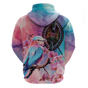 Kenya Lilac-Breasted Roller Hoodie Coat Of Arms Mix Orchid