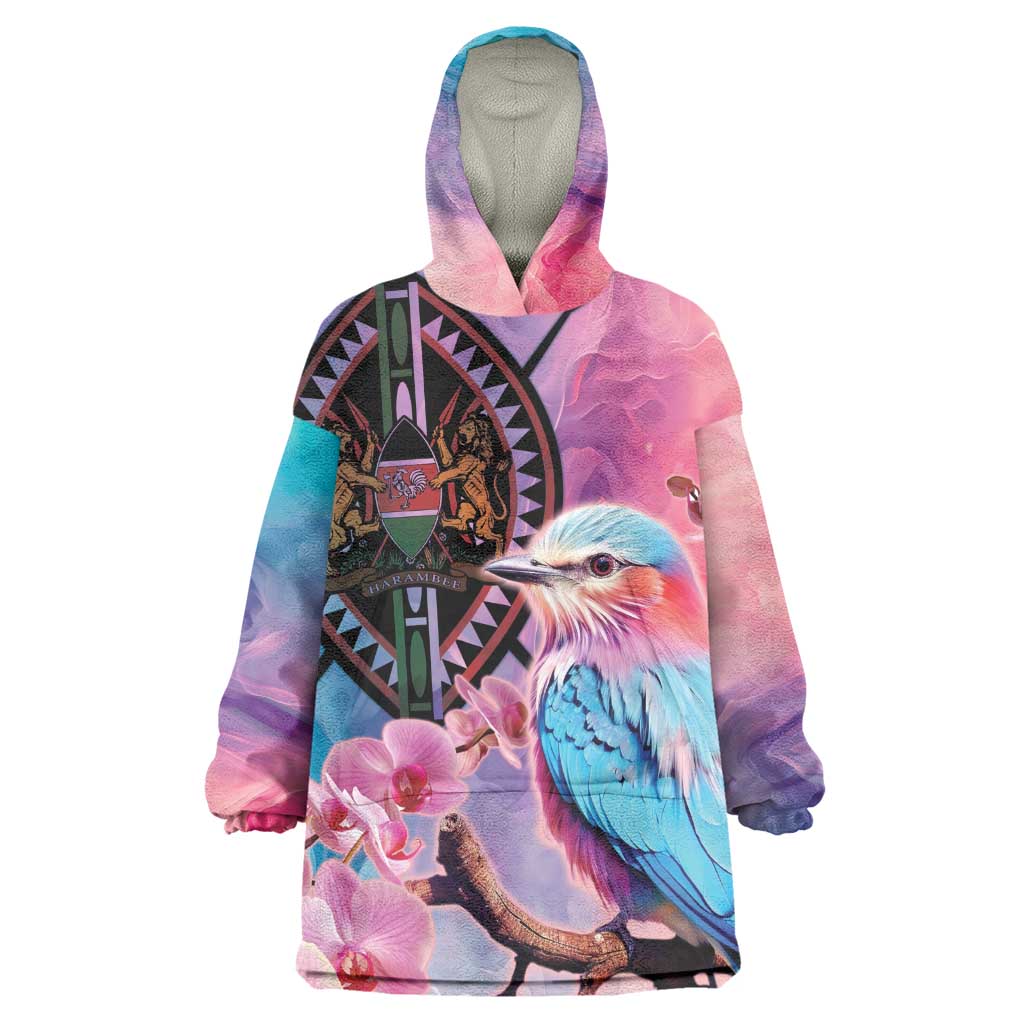 Kenya Lilac-Breasted Roller Kid Wearable Blanket Hoodie Coat Of Arms Mix Orchid