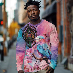 Kenya Lilac-Breasted Roller Long Sleeve Shirt Coat Of Arms Mix Orchid LT14