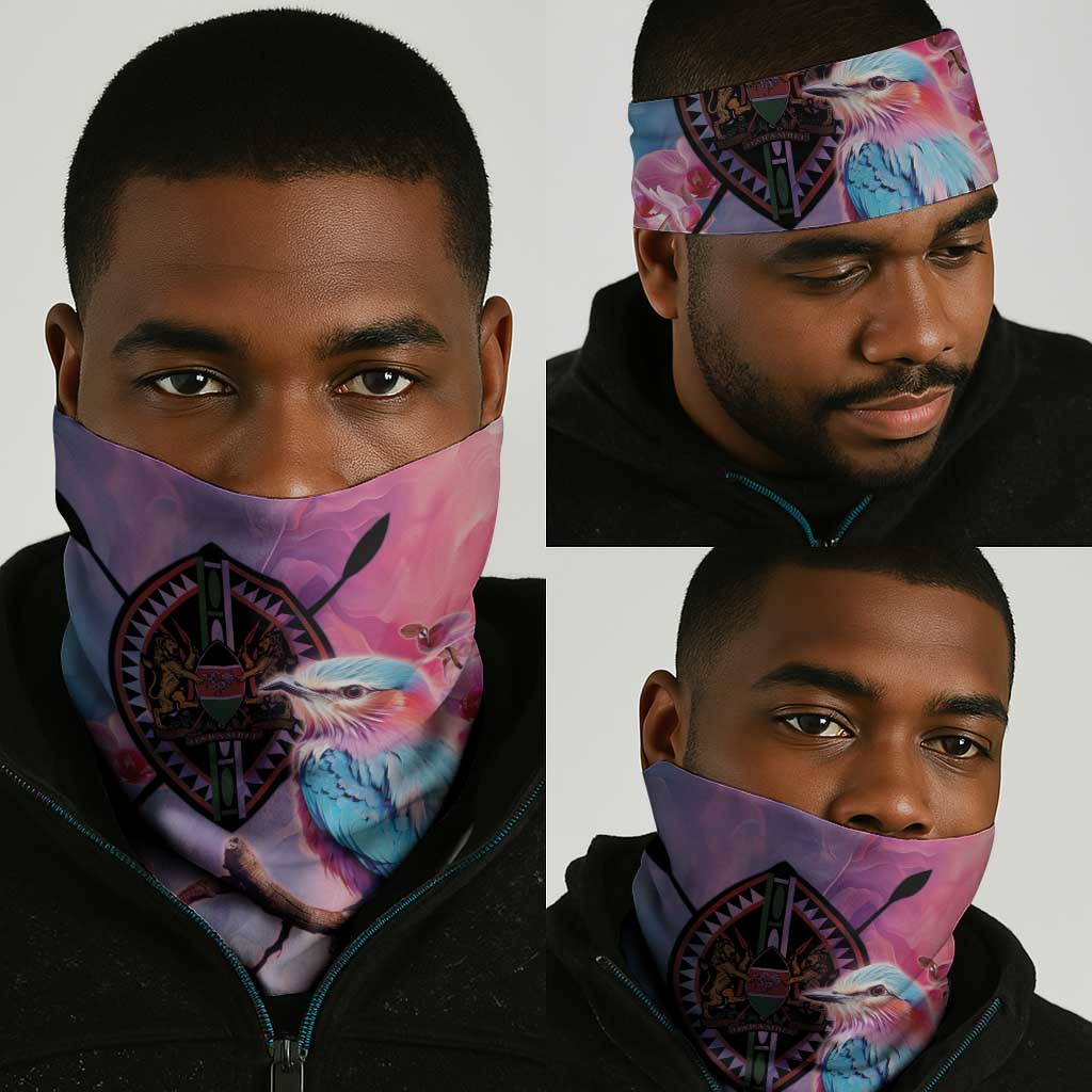 Kenya Lilac-Breasted Roller Neck Gaiter Coat Of Arms Mix Orchid LT14