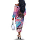 Kenya Lilac-Breasted Roller Off The Shoulder Long Sleeve Dress Coat Of Arms Mix Orchid