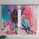 Kenya Lilac-Breasted Roller Window Curtain Coat Of Arms Mix Orchid