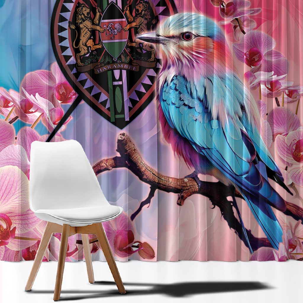 Kenya Lilac-Breasted Roller Window Curtain Coat Of Arms Mix Orchid
