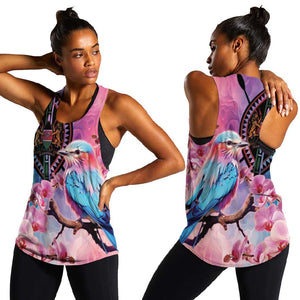 Kenya Lilac-Breasted Roller Women Racerback Tank Coat Of Arms Mix Orchid