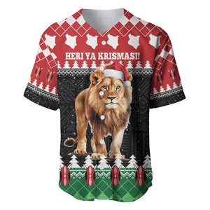 Personalized Kenya Christmas Baseball Jersey Lion Santa - Heri Ya Krismasi!