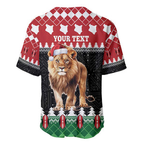 Personalized Kenya Christmas Baseball Jersey Lion Santa - Heri Ya Krismasi!