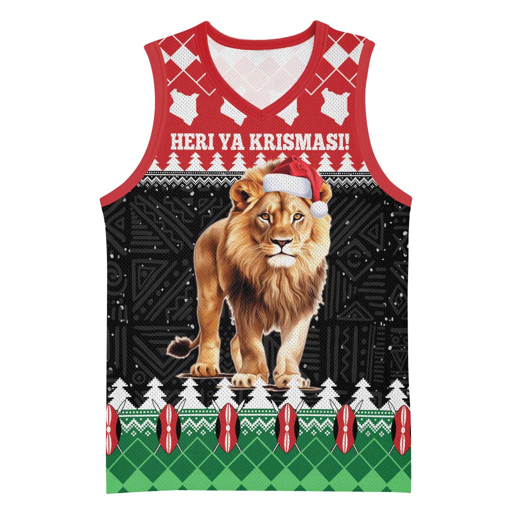 Personalized Kenya Christmas Basketball Jersey Lion Santa - Heri Ya Krismasi! - African Pride