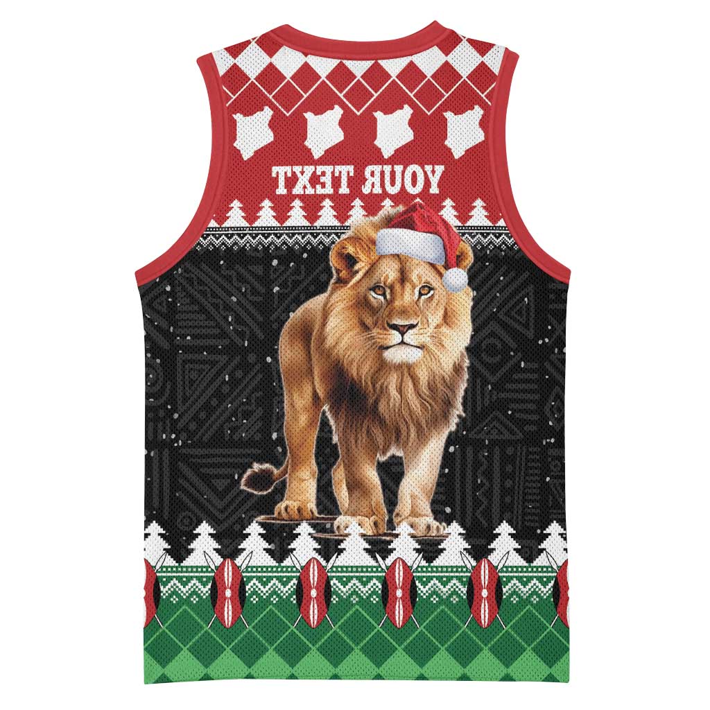 Personalized Kenya Christmas Basketball Jersey Lion Santa - Heri Ya Krismasi! - African Pride