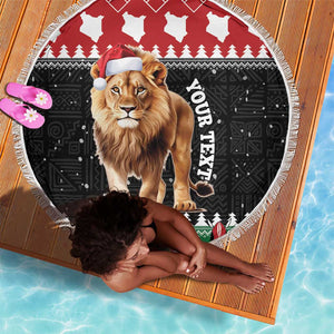 Personalized Kenya Christmas Beach Blanket Lion Santa - Heri Ya Krismasi!