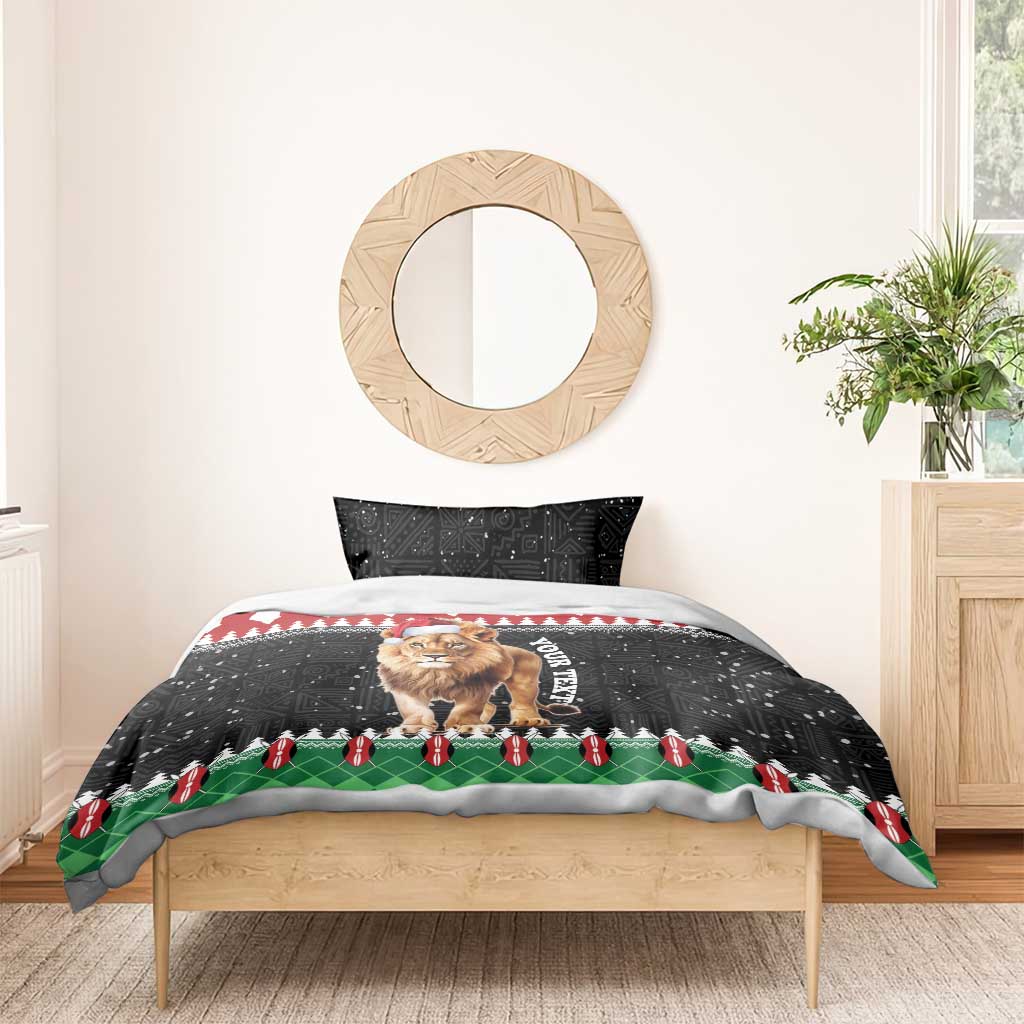 Personalized Kenya Christmas Bedding Set Lion Santa - Heri Ya Krismasi!