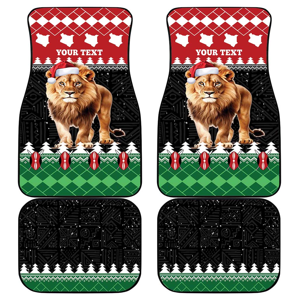Personalized Kenya Christmas Car Mats Lion Santa - Heri Ya Krismasi!