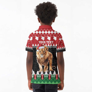 Personalized Kenya Christmas Kid Polo Shirt Lion Santa - Heri Ya Krismasi!