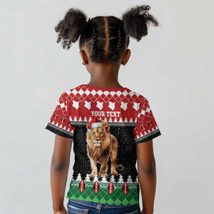 Personalized Kenya Christmas Kid T shirt Lion Santa - Heri Ya Krismasi!