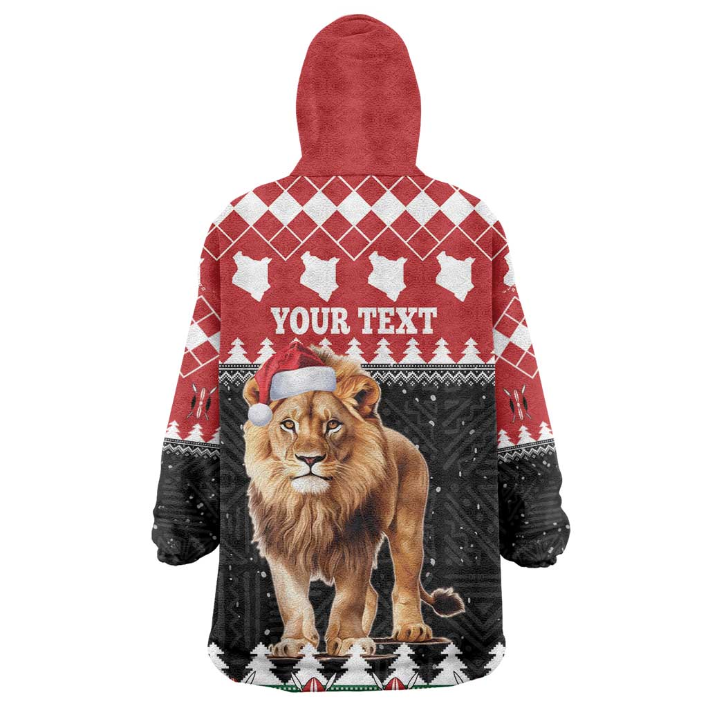 Personalized Kenya Christmas Kid Wearable Blanket Hoodie Lion Santa - Heri Ya Krismasi!