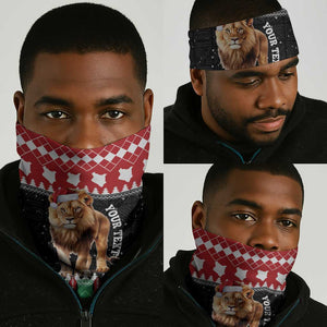 Personalized Kenya Christmas Neck Gaiter Lion Santa - Heri Ya Krismasi! LT14