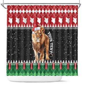Personalized Kenya Christmas Shower Curtain Lion Santa - Heri Ya Krismasi!