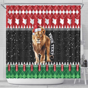 Personalized Kenya Christmas Shower Curtain Lion Santa - Heri Ya Krismasi!