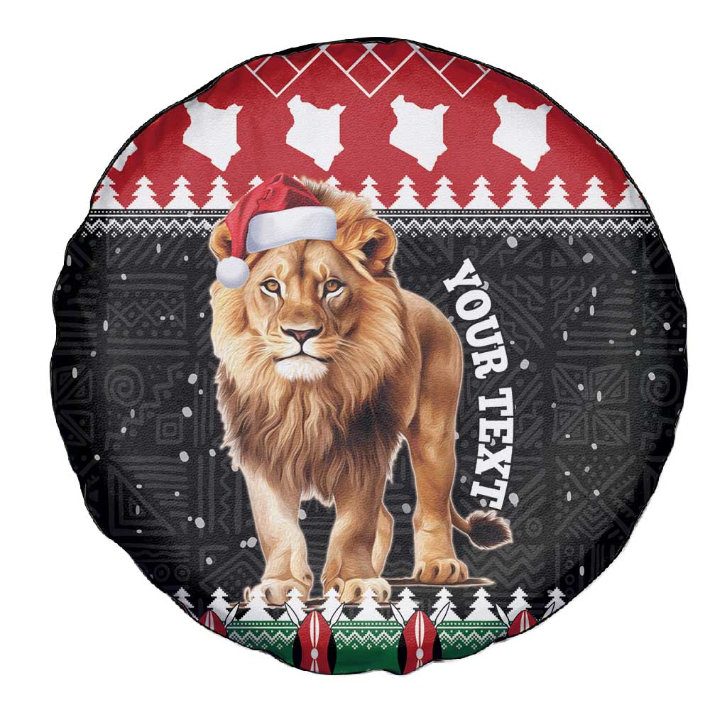 Personalized Kenya Christmas Spare Tire Cover Lion Santa - Heri Ya Krismasi!