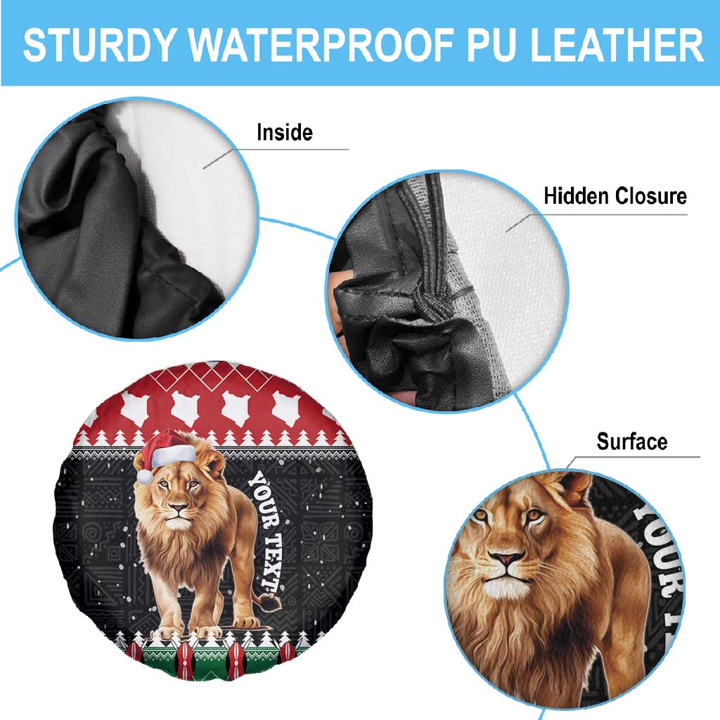 Personalized Kenya Christmas Spare Tire Cover Lion Santa - Heri Ya Krismasi!