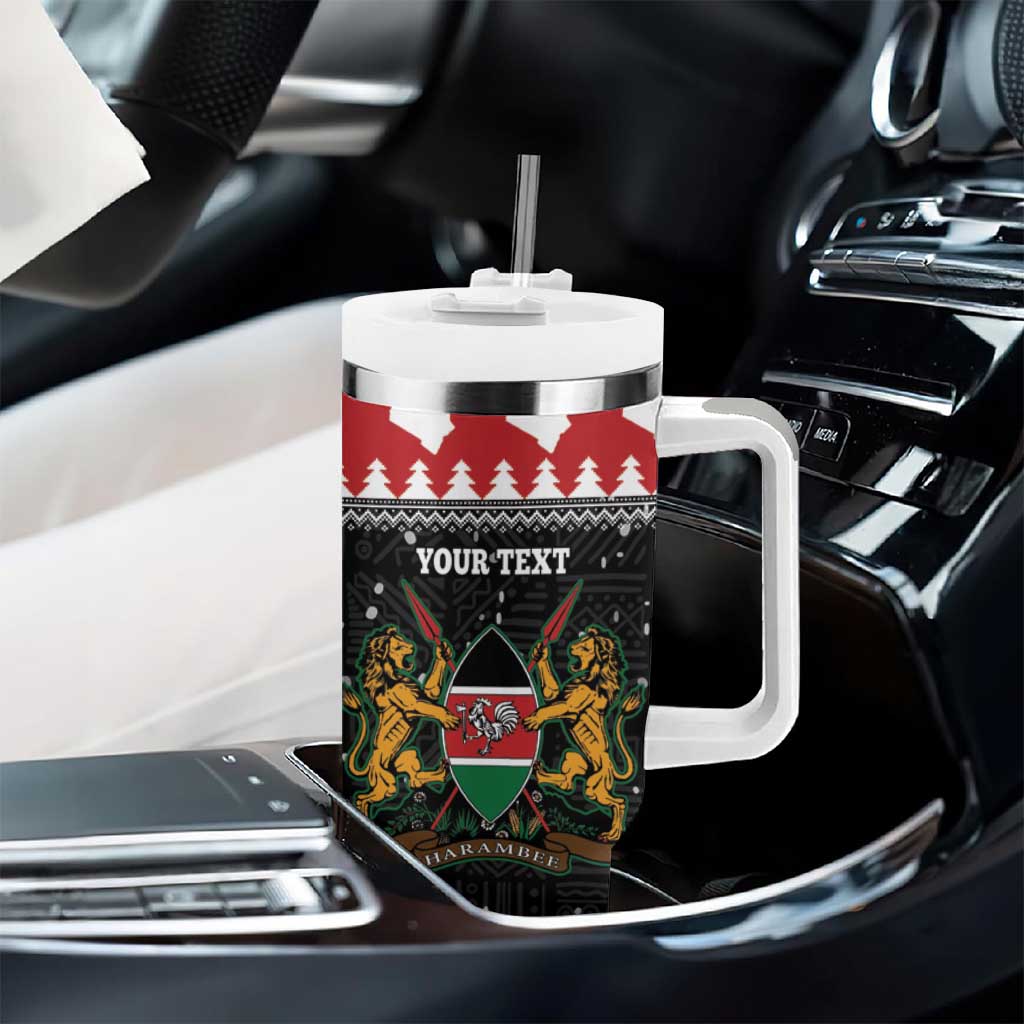 Personalized Kenya Christmas Tumbler With Handle Lion Santa - Heri Ya Krismasi!