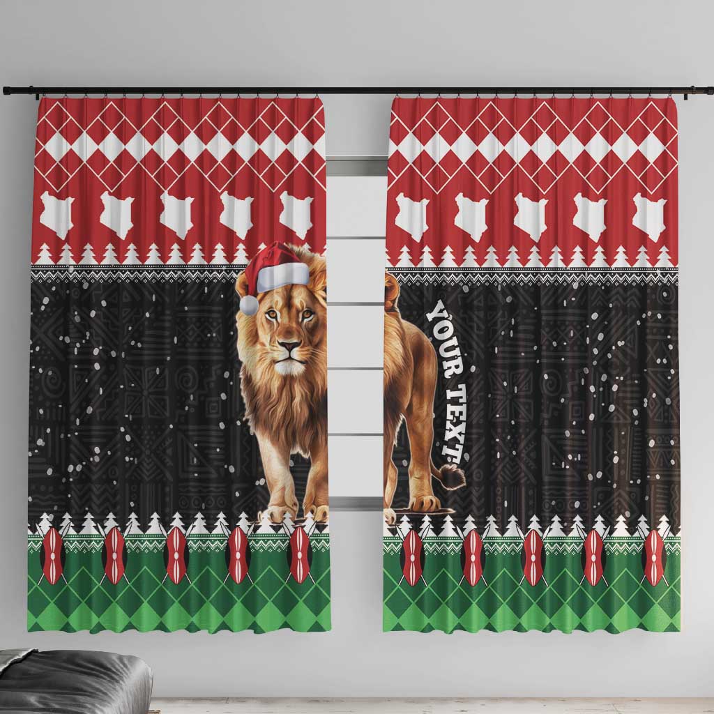 Personalized Kenya Christmas Window Curtain Lion Santa - Heri Ya Krismasi!