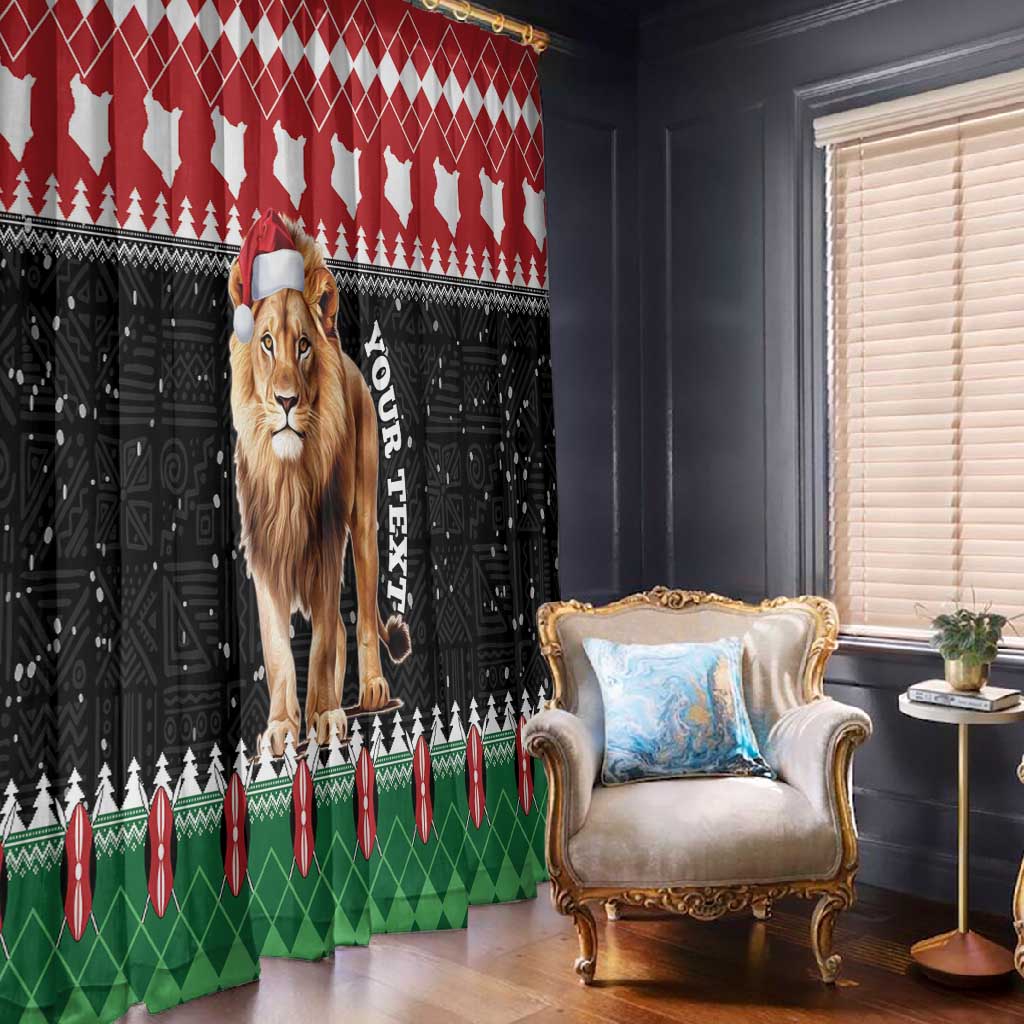 Personalized Kenya Christmas Window Curtain Lion Santa - Heri Ya Krismasi!