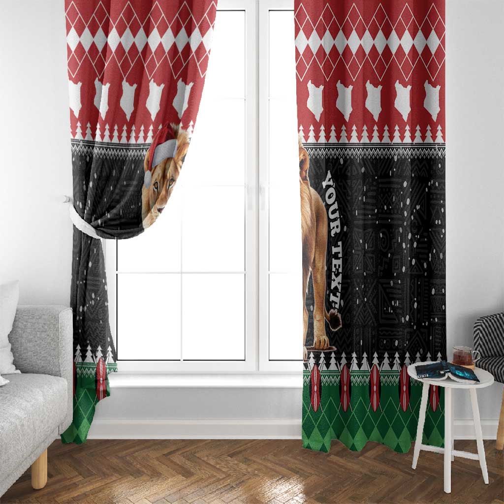 Personalized Kenya Christmas Window Curtain Lion Santa - Heri Ya Krismasi!