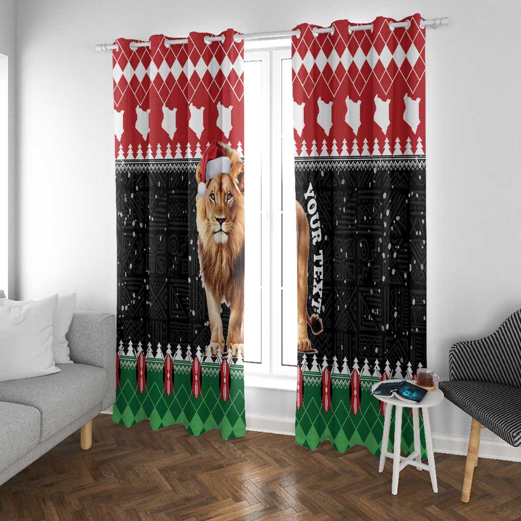 Personalized Kenya Christmas Window Curtain Lion Santa - Heri Ya Krismasi!