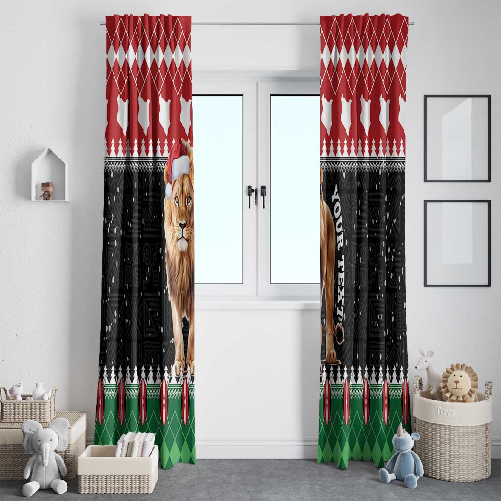 Personalized Kenya Christmas Window Curtain Lion Santa - Heri Ya Krismasi!