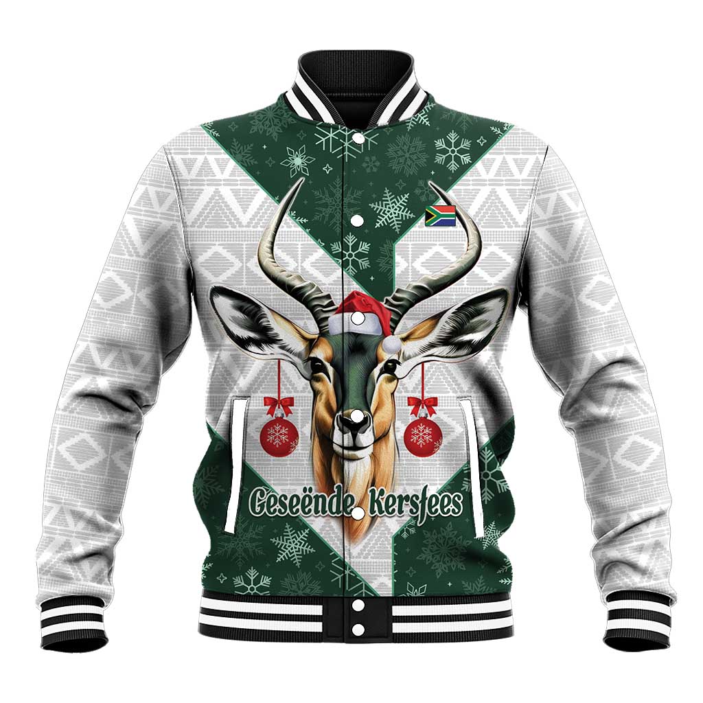 South Africa Springboks Christmas Baseball Jacket Bokke Santa - Geseende Kersfees LT14