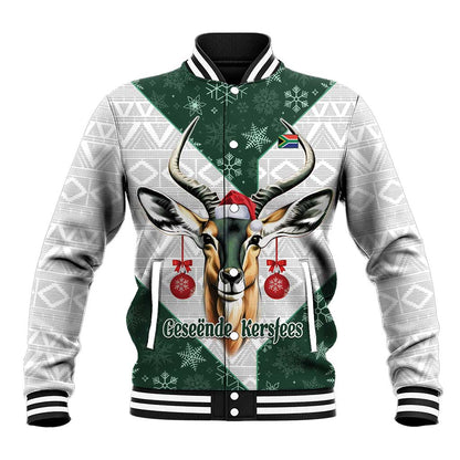 South Africa Springboks Christmas Baseball Jacket Bokke Santa - Geseende Kersfees LT14