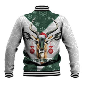 South Africa Springboks Christmas Baseball Jacket Bokke Santa - Geseende Kersfees LT14