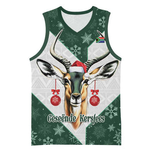 South Africa Springboks Christmas Basketball Jersey Bokke Santa - Geseende Kersfees - African Pride