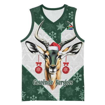 South Africa Springboks Christmas Basketball Jersey Bokke Santa - Geseende Kersfees - African Pride