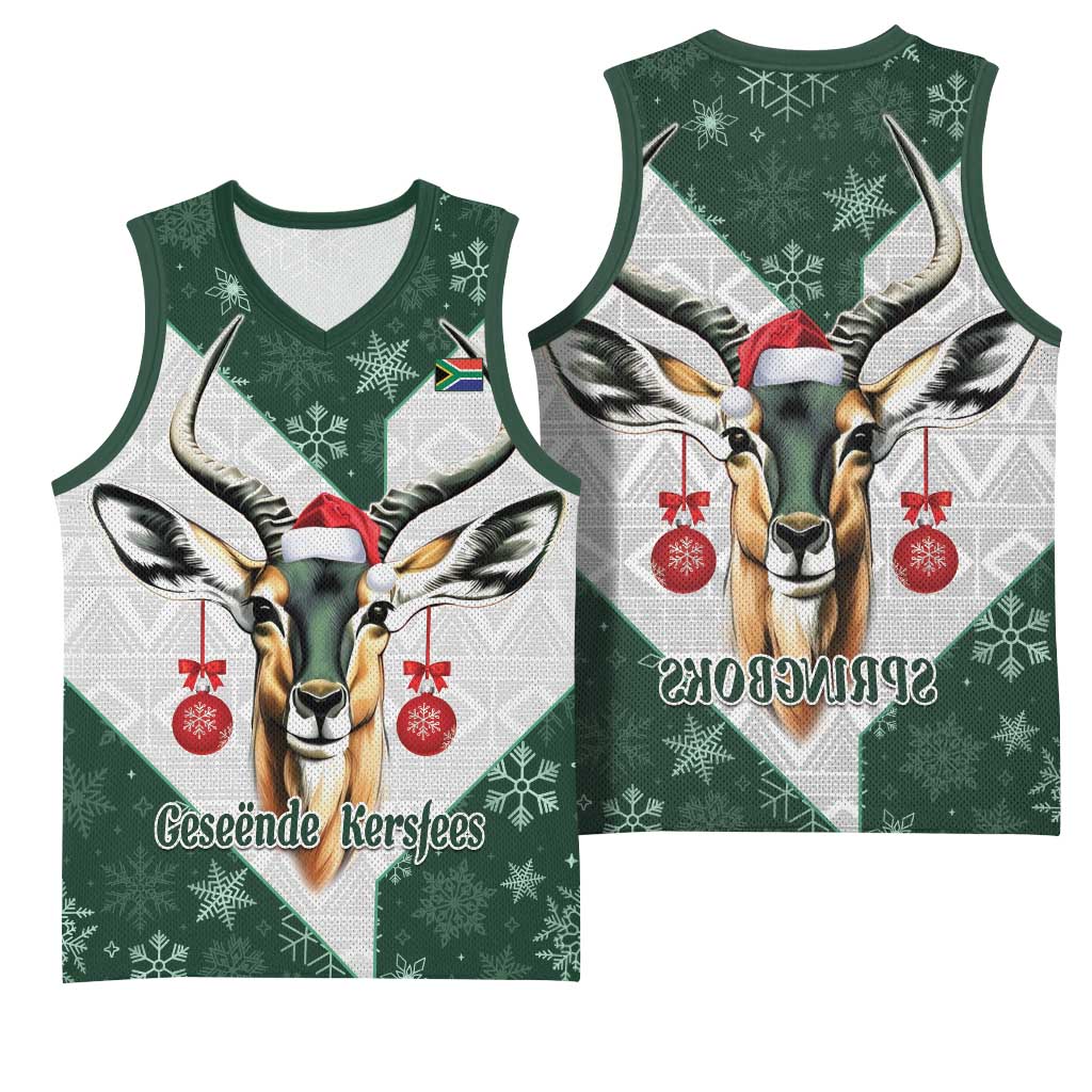 South Africa Springboks Christmas Basketball Jersey Bokke Santa - Geseende Kersfees - African Pride
