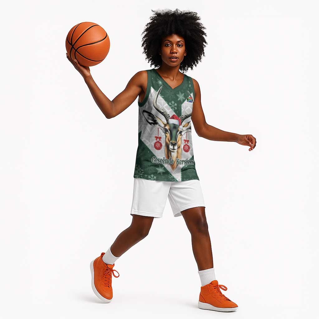 South Africa Springboks Christmas Basketball Jersey Bokke Santa - Geseende Kersfees - African Pride