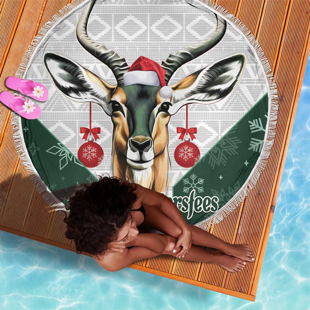South Africa Springboks Christmas Beach Blanket Bokke Santa - Geseende Kersfees