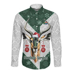 South Africa Springboks Christmas Long Sleeve Button Shirt Bokke Santa - Geseende Kersfees