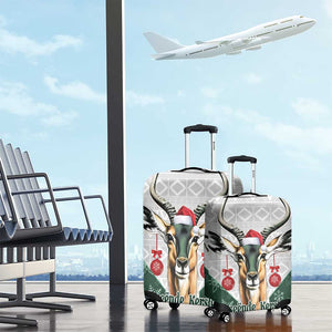 South Africa Springboks Christmas Luggage Cover Bokke Santa - Geseende Kersfees