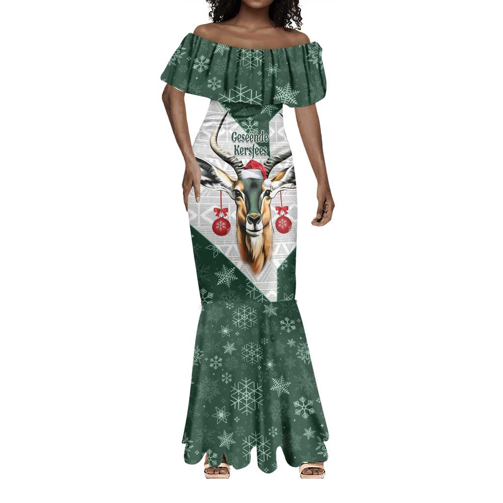 South Africa Springboks Christmas Mermaid Dress Bokke Santa - Geseende Kersfees