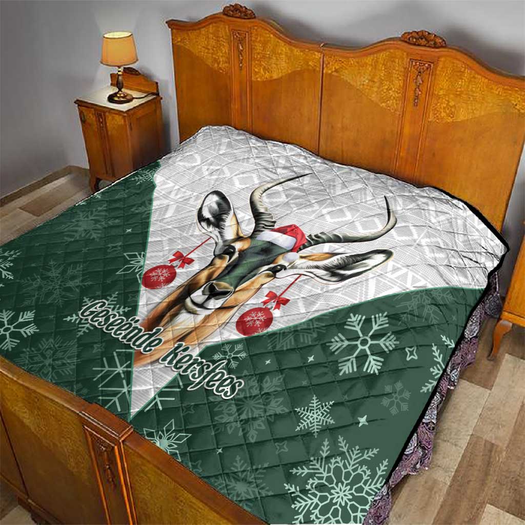 South Africa Springboks Christmas Quilt Bokke Santa - Geseende Kersfees