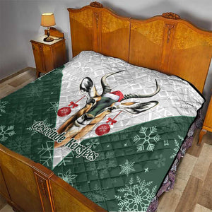 South Africa Springboks Christmas Quilt Bokke Santa - Geseende Kersfees