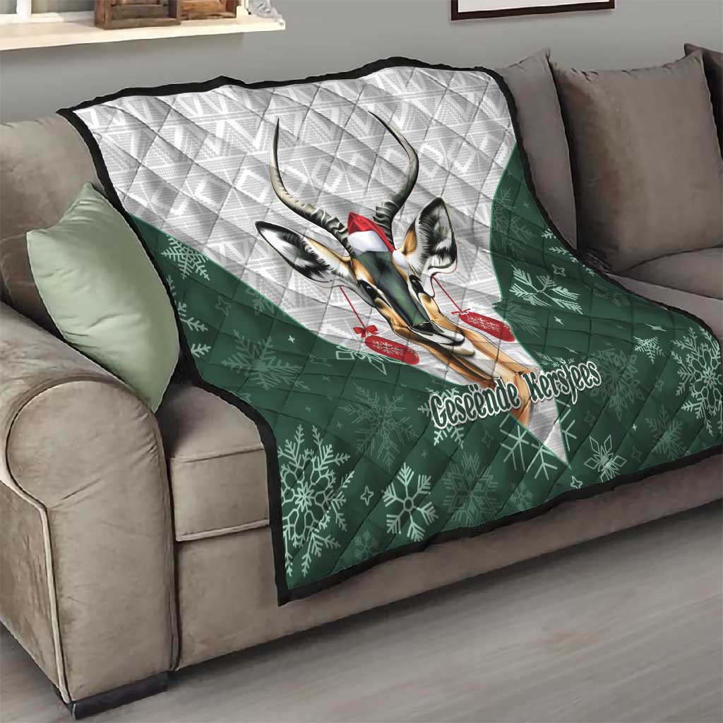 South Africa Springboks Christmas Quilt Bokke Santa - Geseende Kersfees