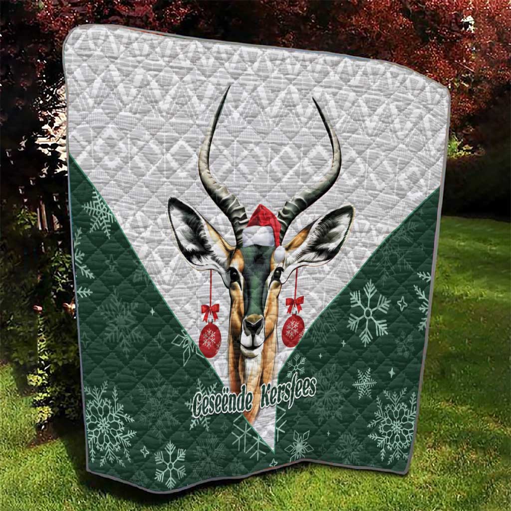 South Africa Springboks Christmas Quilt Bokke Santa - Geseende Kersfees