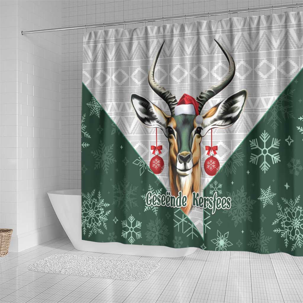 South Africa Springboks Christmas Shower Curtain Bokke Santa - Geseende Kersfees